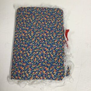 VTG Handmade 80’s Blue Yellow Floral Fabric Book or Bible Cover/Sleeve